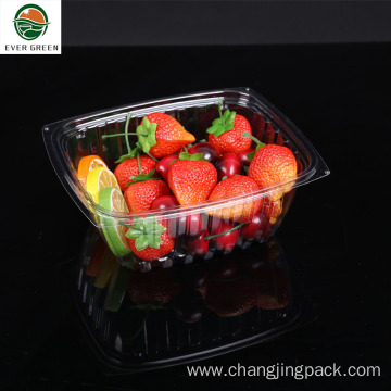 Disposable clear hinged clamshell container salad bowl